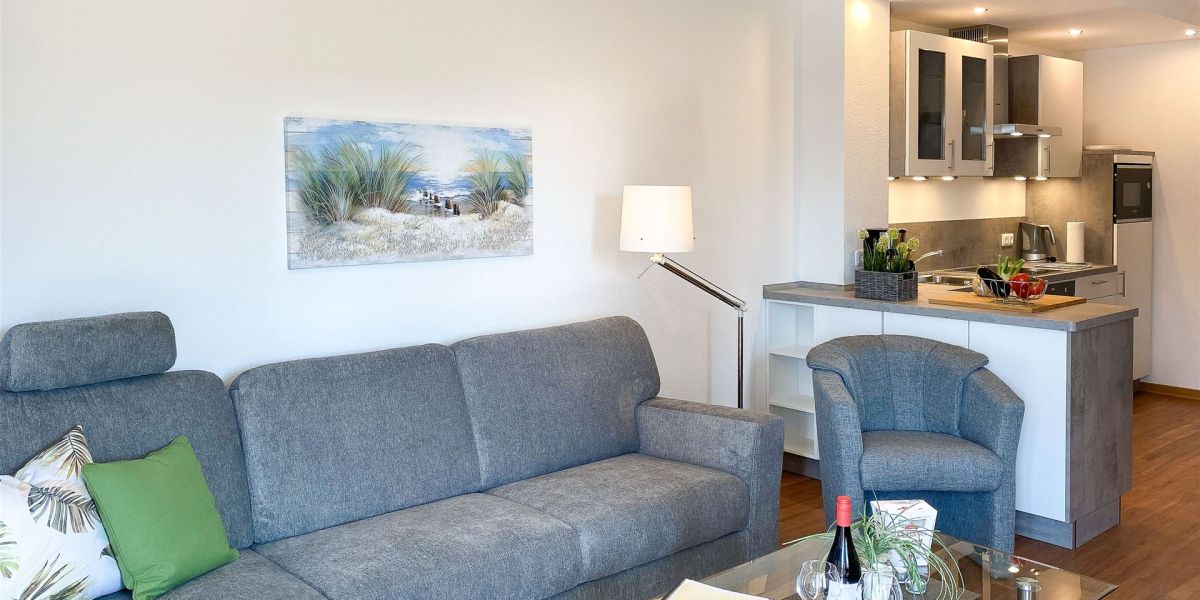Graues Schlaf-Sofa im Apartment W6